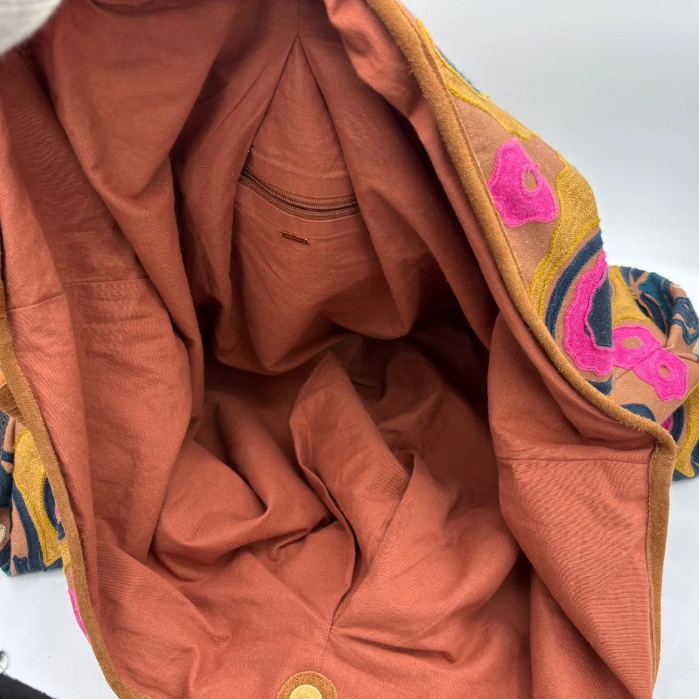 Free People Hypnotized Boho Slouchy Hobo Tote- Jewel Tone EUC - Picture 10 of 13